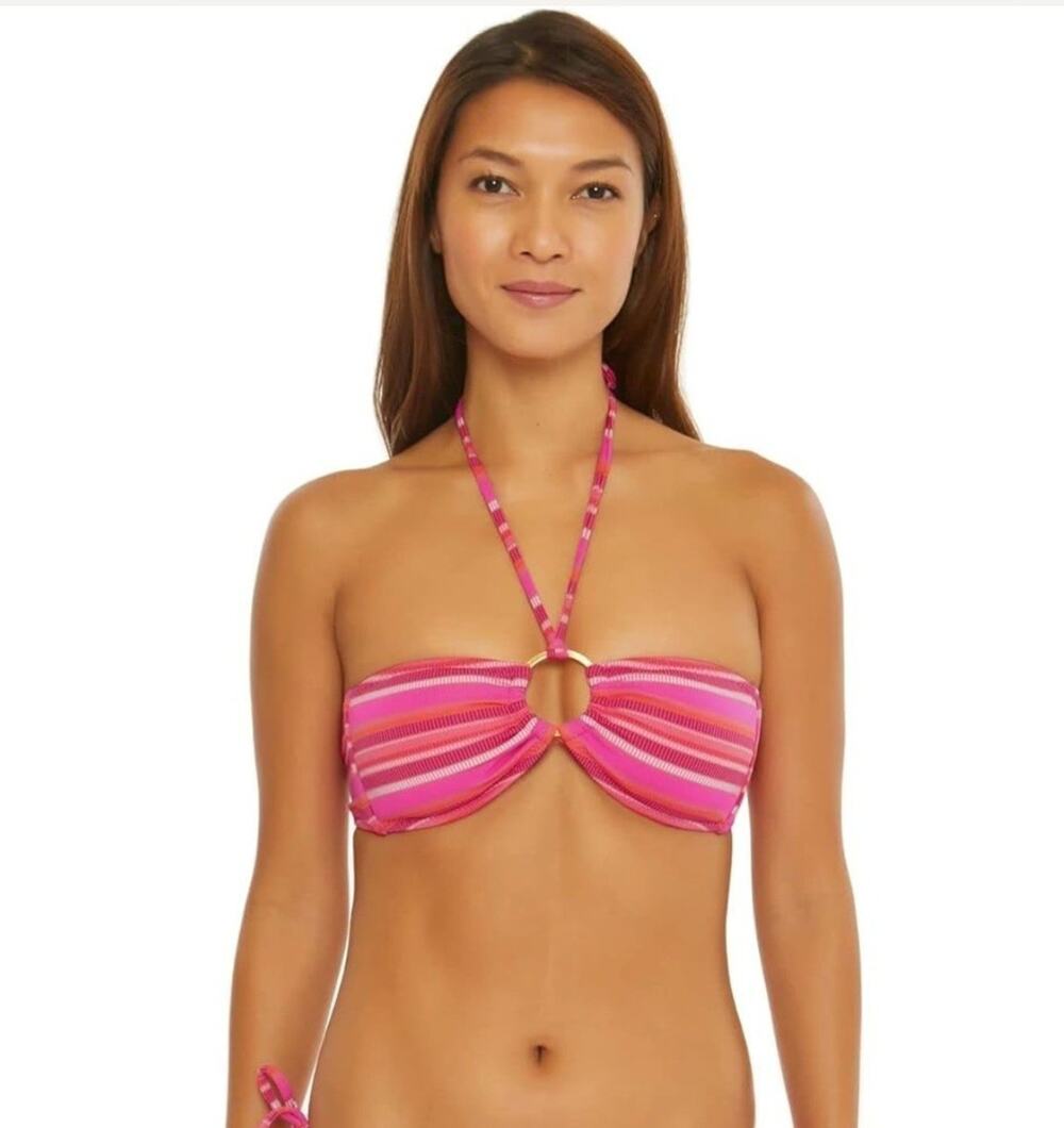 Trina Turk Womens Marai Ring Bandeau Bikini Top - Adjustable, Tie Back Size 4